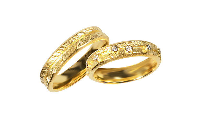 05409+05410-wedding rings, gold 750 with brillants